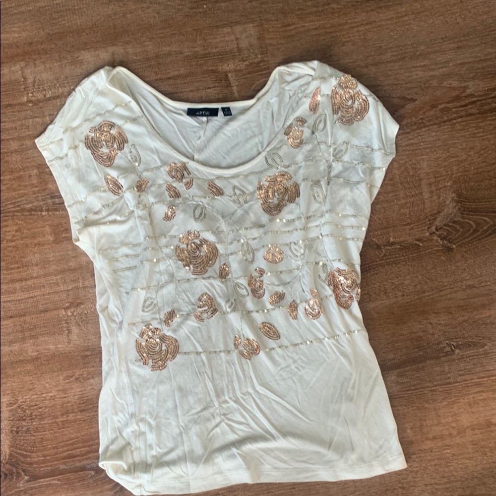 Apt. 9 White Graphic Cap Sleeve T-Shirt
